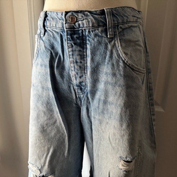 Free People Good Luck Mid-Rise Barrel Jeans in Barnyard Blue - Picture 9 of 13